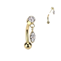 Piercing titanium curved studje met hanger