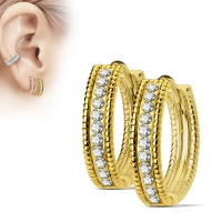 Oorbellen hoop ring met center steentjes 0.8