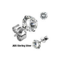 Oorbellen .925 silver rond CZ steen 0.8