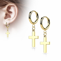 Oorbellen PVD cross hanger 0.8