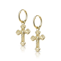 Oorbellen PVD cross hanger celtic 0.8