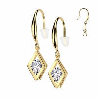 Oorbellen PVD Hollow Diamond Dangle