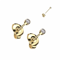 Oorbellen titanium steentje CZ 0.8