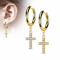 Oorbellen gemmed cross hanger 0.8