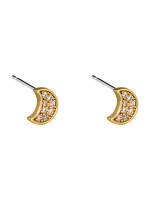 Oorbel stud maan met glitters 0.8