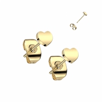 Oorbellen titanium plat hartje 0.8
