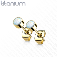 Oorbellen titanium opal bezel 0.8