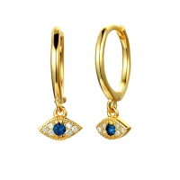 Oorring .925 Silver hanger blue eye 0.8