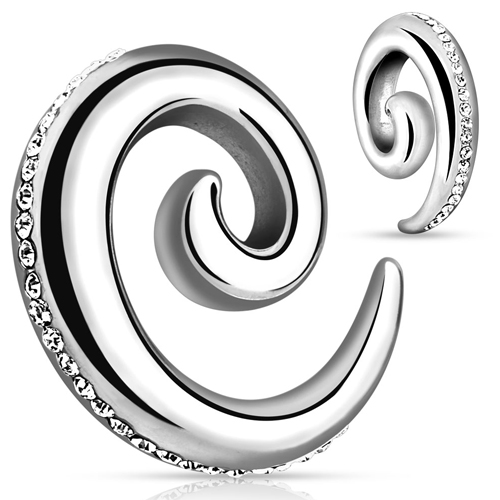 Taper chirurgisch staal spiral met steentje Taper chirurgisch staal spiral met steentje