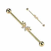 Industrial piercing PVD vlinder met steentje
