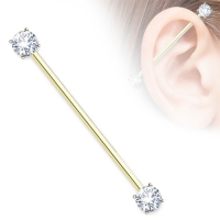 Industrial piercing gemmed balletje wit