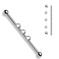 Industrial piercing 3 interne schroefdraad gemmed