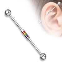 Industrial piercing regenboog strepen