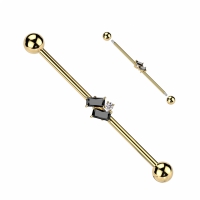 Industrial piercing PVD double Slanted Baguette