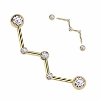 Industrial piercing PVD zigzag met steentjes