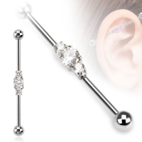 Industrial piercing 3cluster steentje