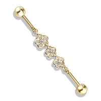 Industrial piercing PVD ketting met 3 bloemen