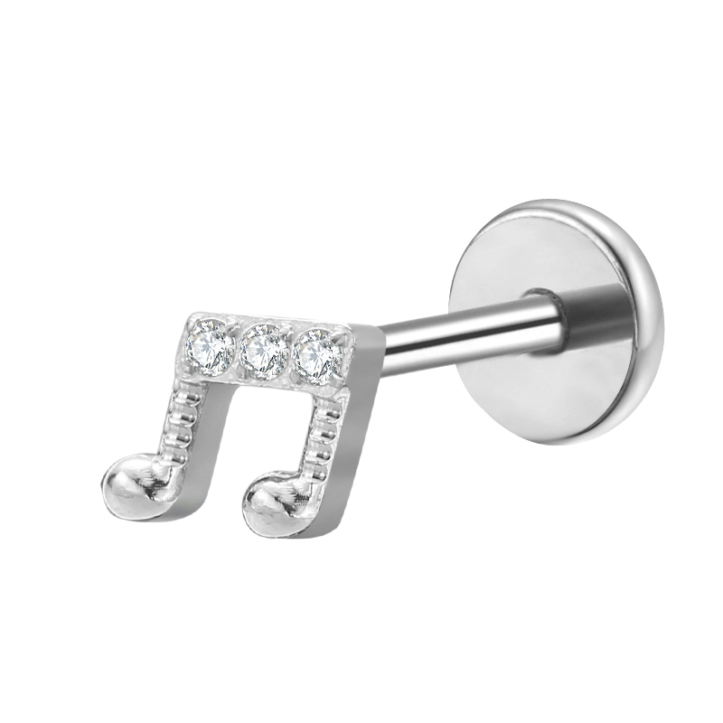Piercing titanium intern schroefdraad Music Note - zilver Piercing titanium intern schroefdraad Music Note - zilver