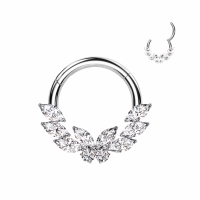 Piercing titanium butterfly leaf clicker ring 1.2x8