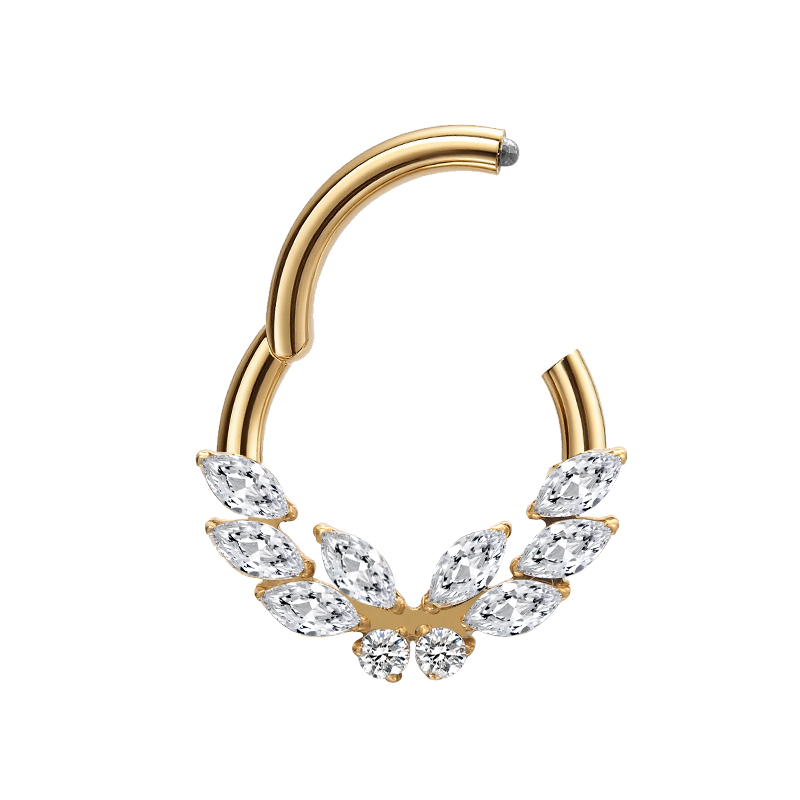 Piercing titanium butterfly leaf clicker ring 1.2x8 - goud Piercing titanium butterfly leaf clicker ring 1.2x8 - goud