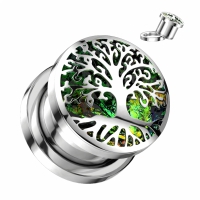 Screw fit plug tree of life opal glitter