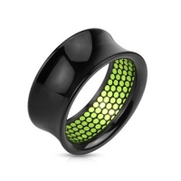 Double-flared tunnel zwart met groene stippels