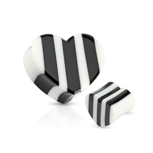 Double-flared plug zwart/wit hart Double-flared plug zwart/wit hart