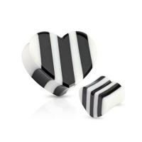 Double-flared plug zwart/wit hart