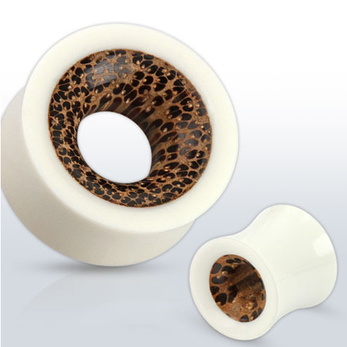 Double-flared tunnel Coconut Wood en Buffalo Bone Double-flared tunnel Coconut Wood en Buffalo Bone