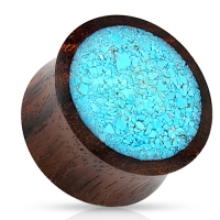 Double-flared plug Crushed aqau met organic wood