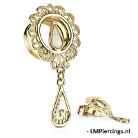 Screw fit tunnel moeder van de parel met tear drop hanger