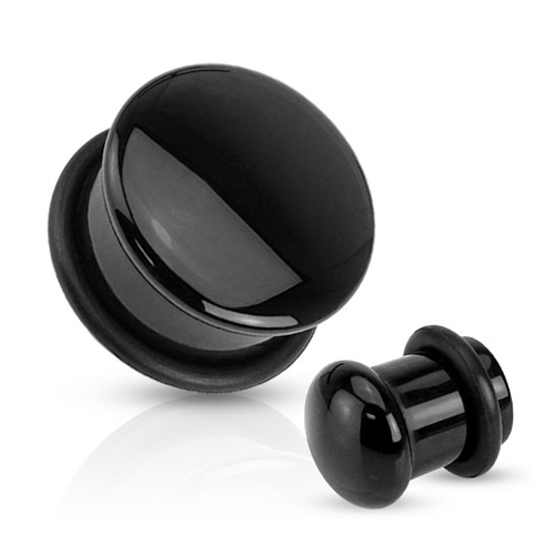 Single flared plug zwarte steen rond Single flared plug zwarte steen rond