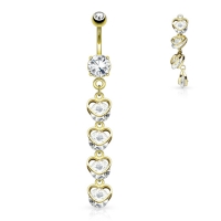 Navelpiercing 4 verticale hartjes hanger