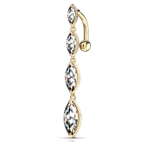 Navelpiercing 4 Marquise verticale drop