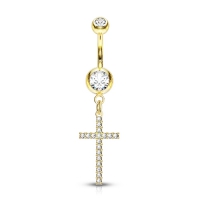 Navelpiercing PVD hanger kruis