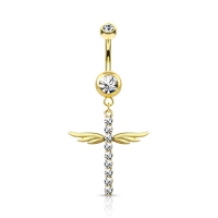 Navelpiercing kruis met wings