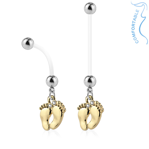 Zwangerschaps navelpiercing baby voetjes Zwangerschaps navelpiercing baby voetjes