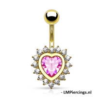 Navelpiercing steentjes rondom hart