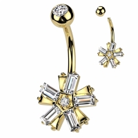Piercing PVD Baguette CZ Flower