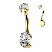 Piercing titanium ovaal met gemmed top