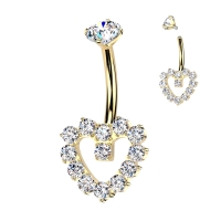 Navelpiercing hollow hart met steentjes