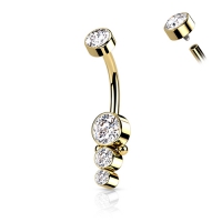 Navelpiercing PVD Triple CZ Round Cluster Dropdown