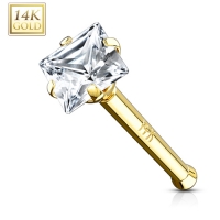 Piercing 14kt vierkant steen 0.8x6x2