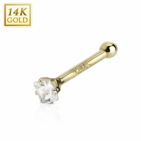 Piercing 14kt vierkant steen 0.8x6x2