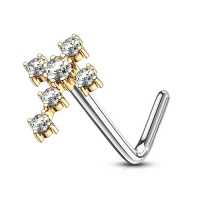 Neuspiercing L-Bend CZ kruis 0.8x6