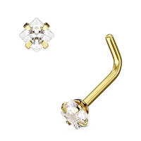 Neuspiercing L-Bend vierkant CZ steen 0.8x6x2.5