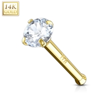 Piercing 14kt stud met steen 0.8x6x2