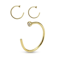 Neuspiercing open ring steentje 0.8x8