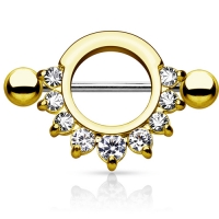 Tepelpiercing half cirkel CZ witte steentjes 1.6x10