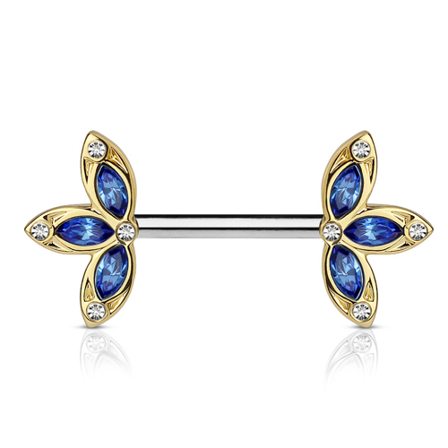 Tepelpiercing crystal bloem 1.6x12 Tepelpiercing crystal bloem 1.6x12